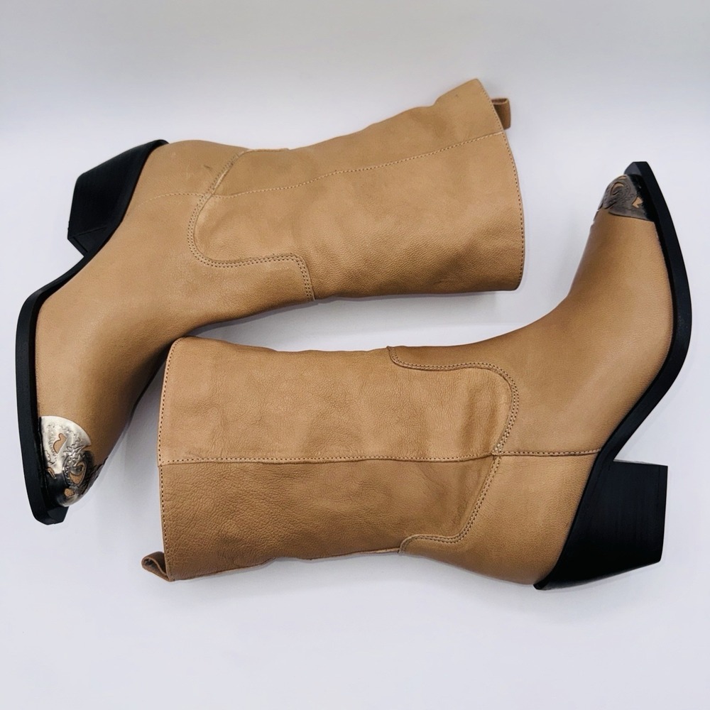 Free People Faster Horses Filigree Boot Women's Size 7.5 Camel Leather Cap Toe - Picture 6 of 16